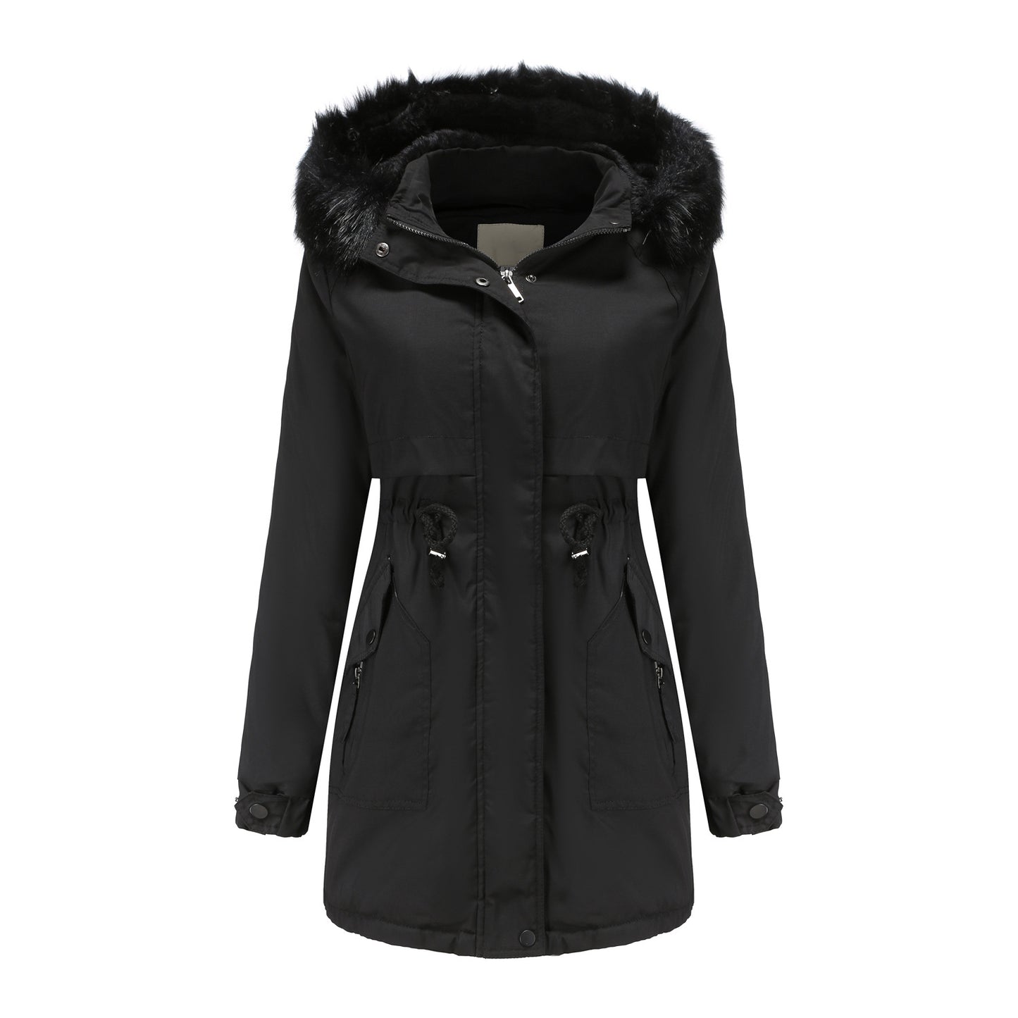 Detachable Fur Collar Quilted Coat Parkas