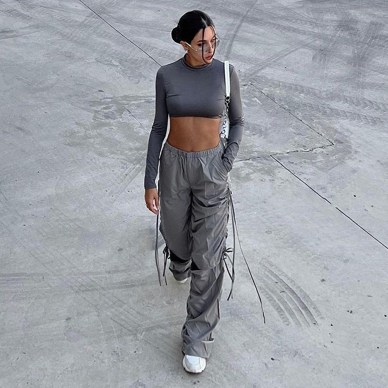 Casual Drawstring Ripped Loose Cargo Pants