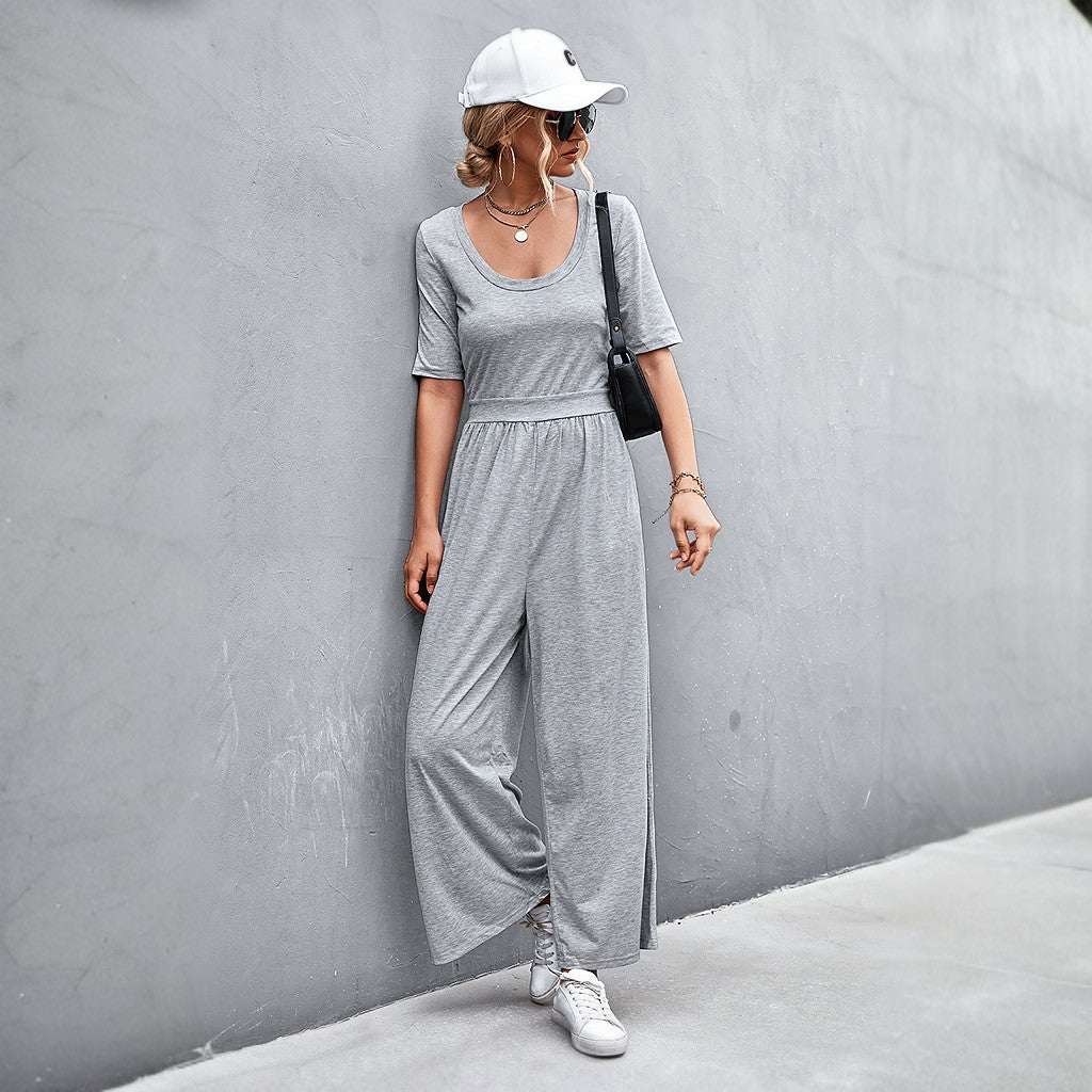 Breezy Short Sleeve Jumpsuit For Spring And Summer