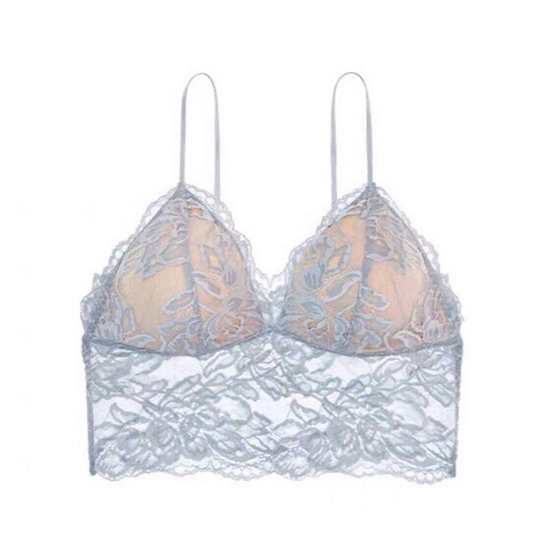 Soutien-gorge dos nu en dentelle à bretelles fines et bonnets triangulaires