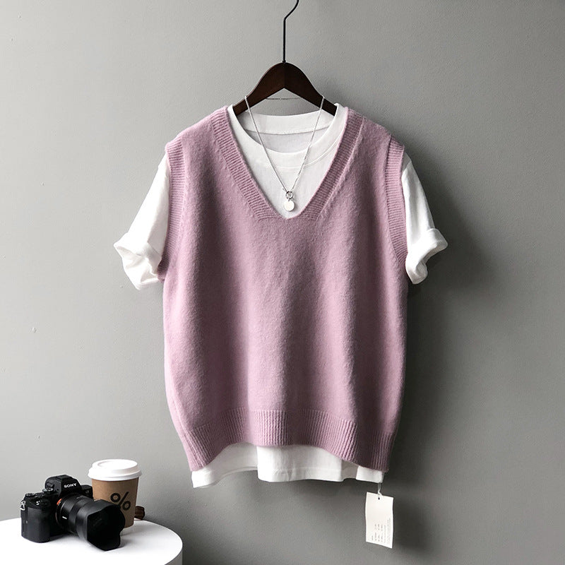 Casual Plain Knitted Sweater Vest