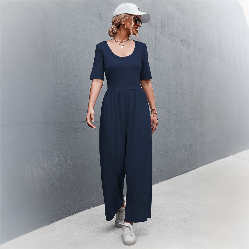 Breezy Short Sleeve Jumpsuit For Spring And Summer