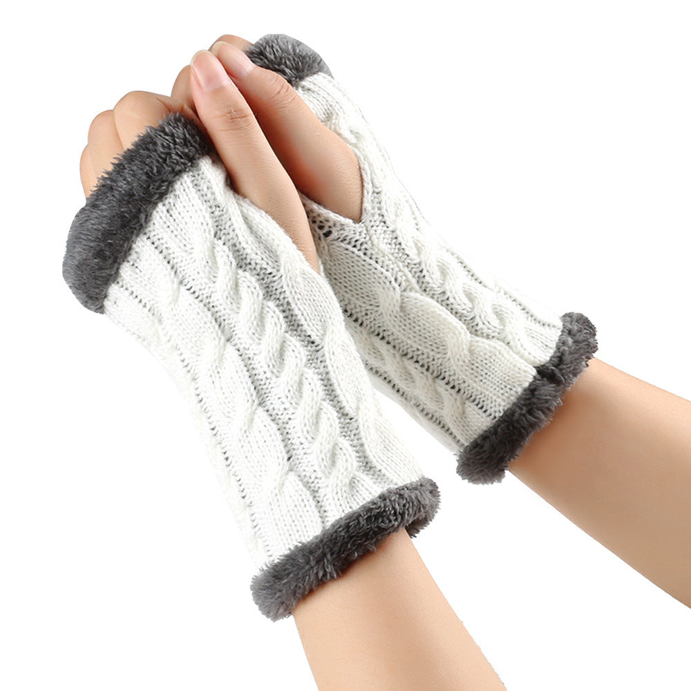 Fleece Lined Fluffy Twist Knitted Gloves