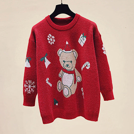 Christmas Bear Knitted Soft Pullover Sweater