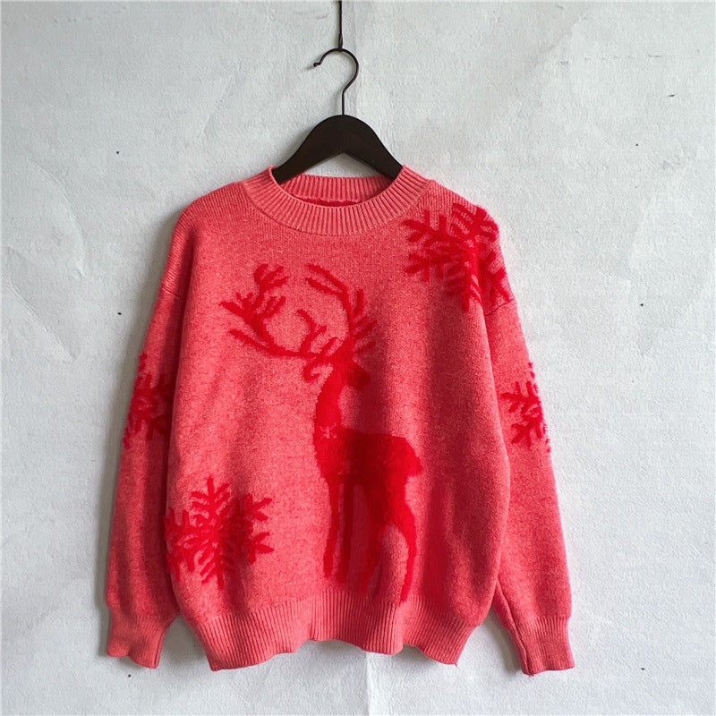 Christmas Snowflake Deer Jacquard Knitted Sweater