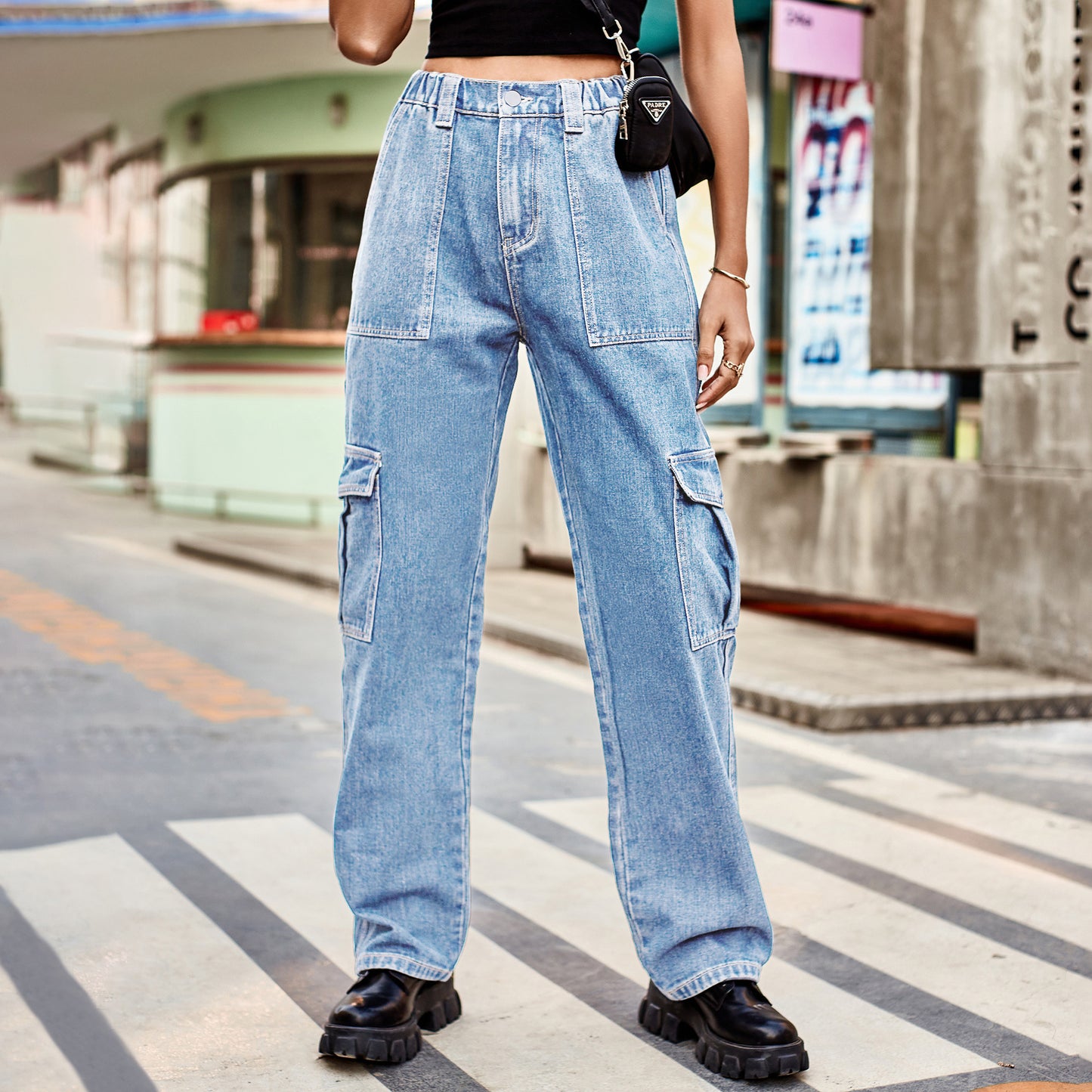 Casual Semi Elastic Denim Pants