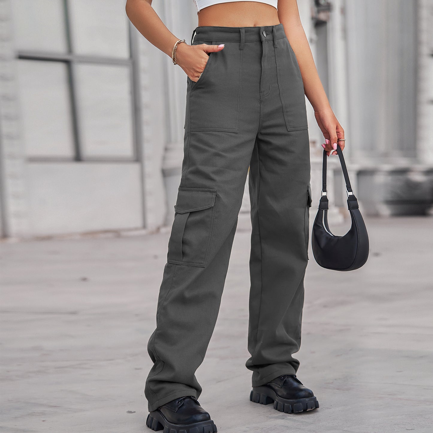 Casual Semi Elastic Denim Pants