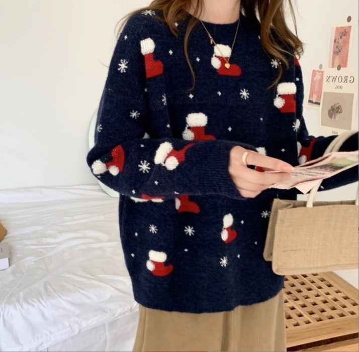 Pull tricoté à motif de chaussettes de Noël