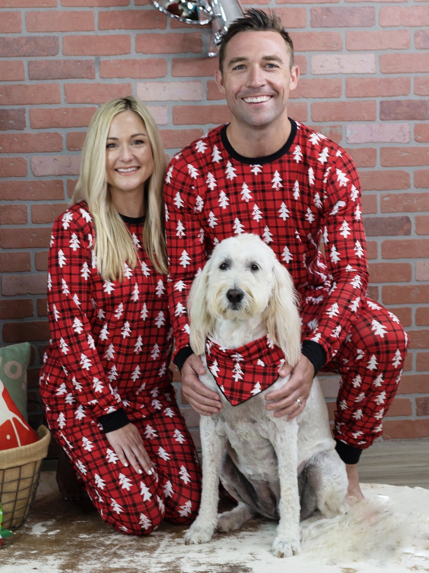 Ensemble de pyjama assorti familial imprimé à motif d'arbre de Noël