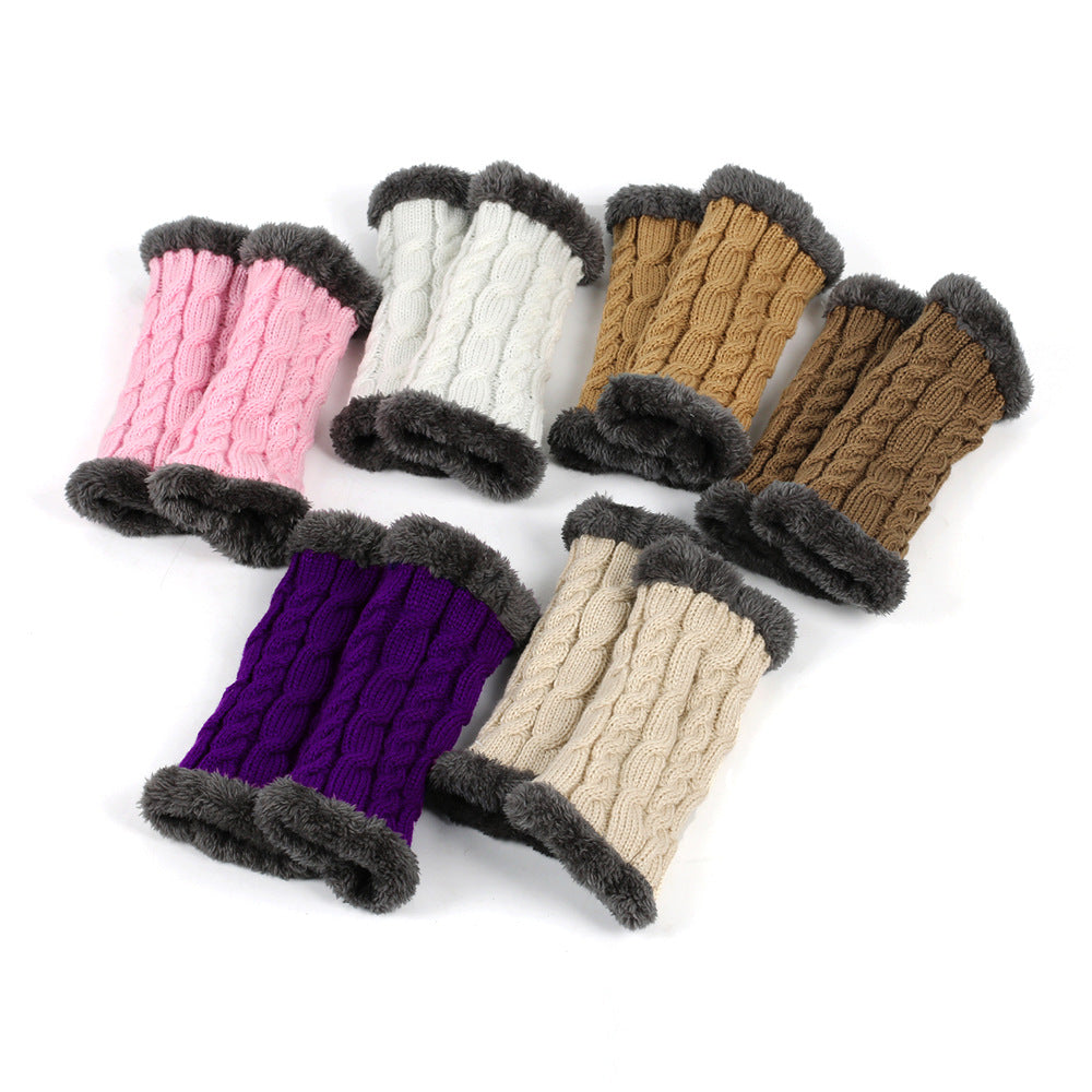 Mit Fleece gefütterte, flauschige Twist-Strickhandschuhe