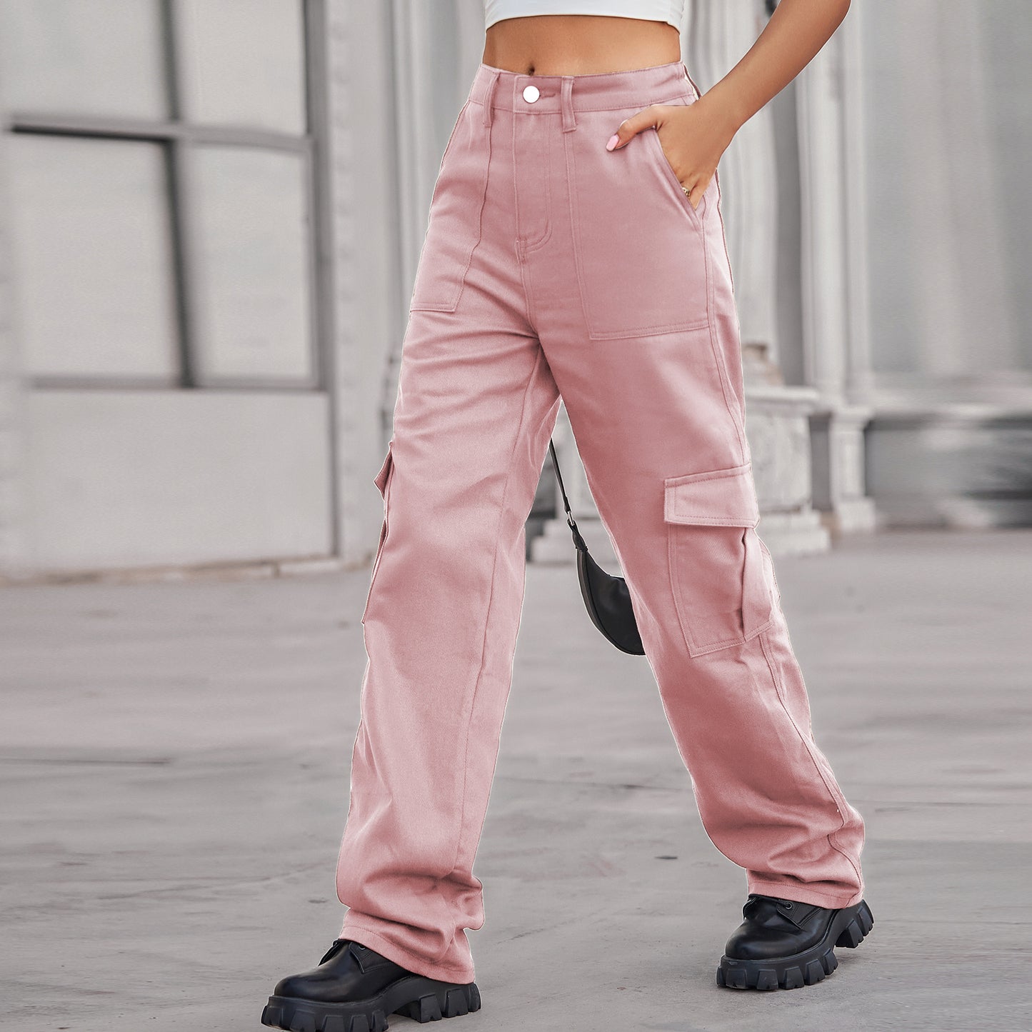 Casual Semi Elastic Denim Pants