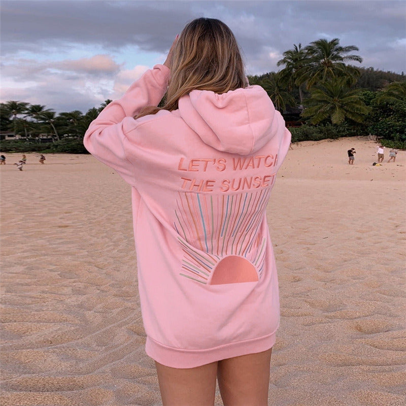 Lets Watch The Sunset Printed Thermal Hoodie