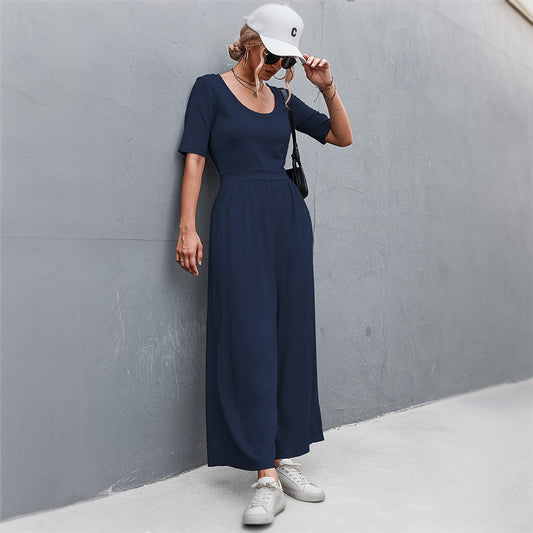 Breezy Short Sleeve Jumpsuit For Spring And Summer