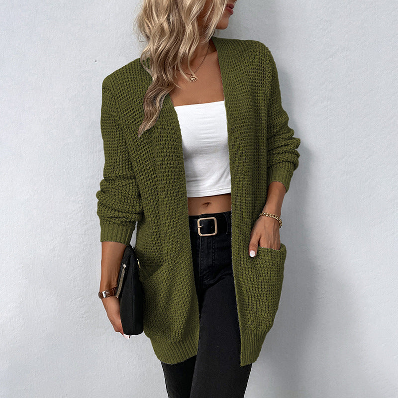 Casual Pocket Knit Plain Sweater Cardigan