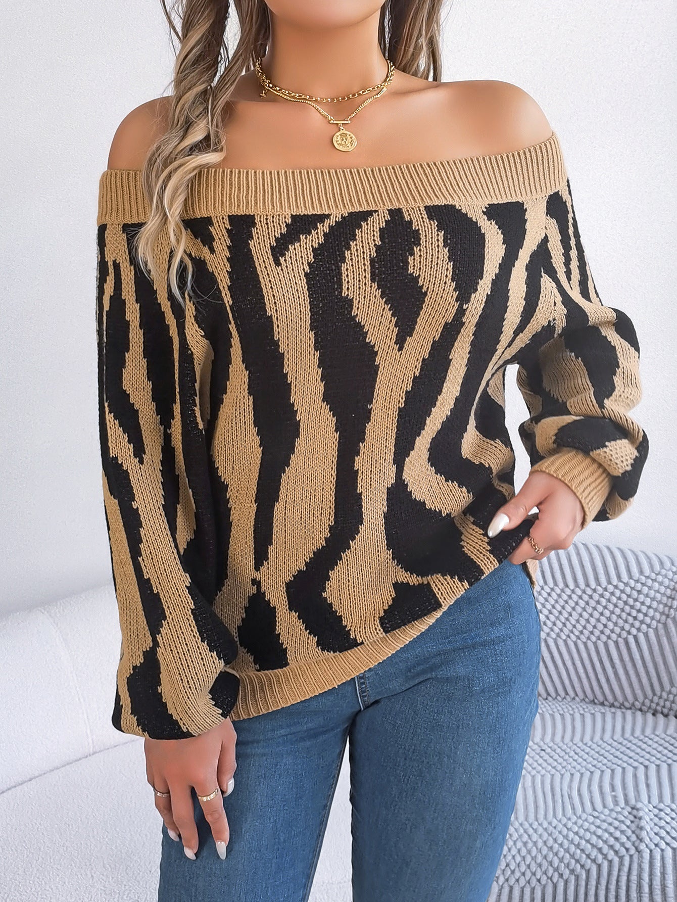 Elegant Stylish Lantern Sleeve Sweater