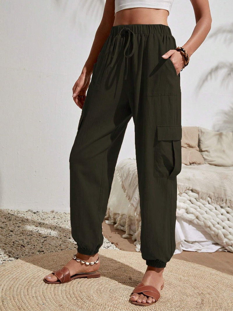 Casual Pocket Drawstring Loose Cargo Pants