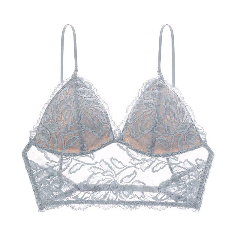 Soutien-gorge dos nu en dentelle à bretelles fines et bonnets triangulaires