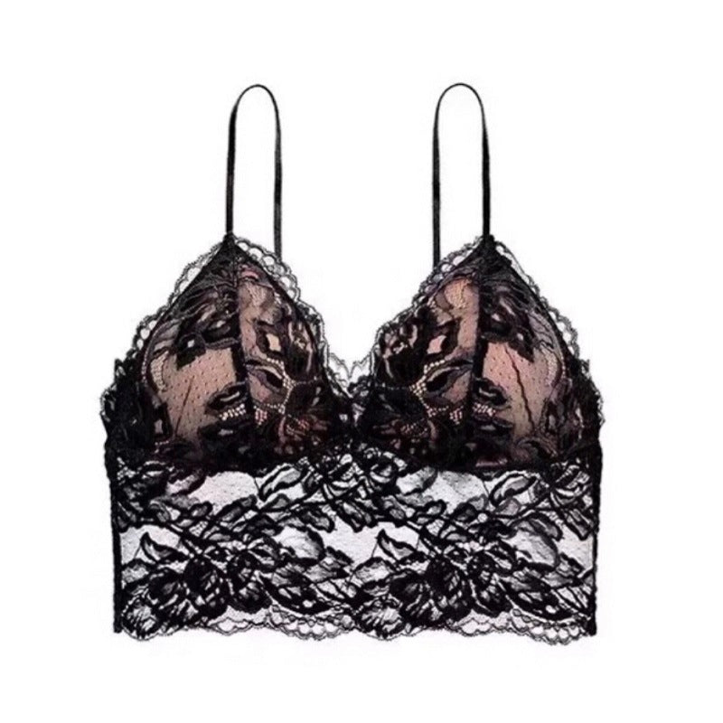 Soutien-gorge dos nu en dentelle à bretelles fines et bonnets triangulaires