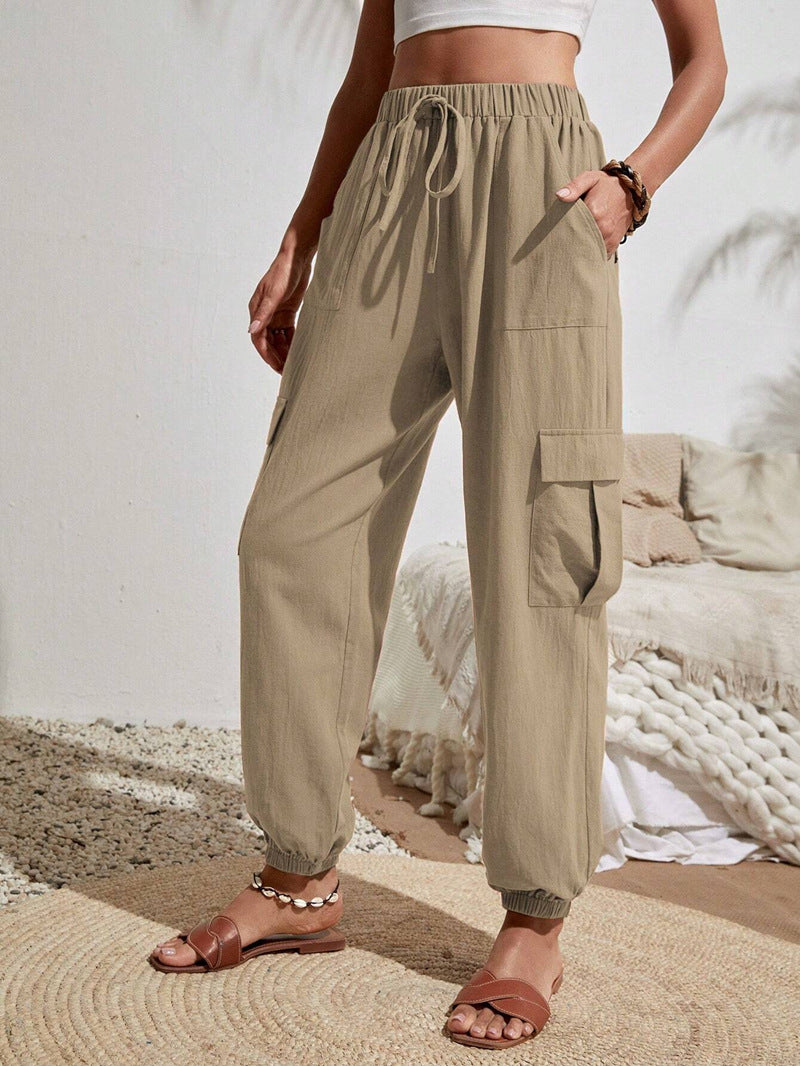 Casual Pocket Drawstring Loose Cargo Pants