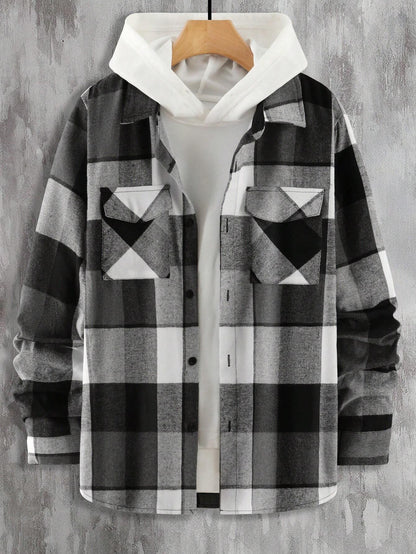 Plaid Print Flap Pocket Shirt