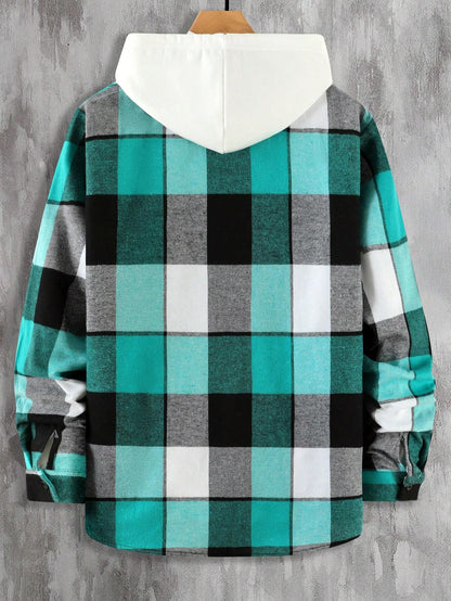 Plaid Print Flap Pocket Shirt