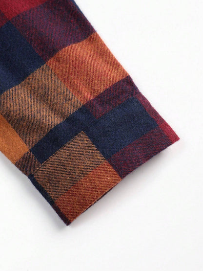 Plaid Print Flap Pocket Shirt