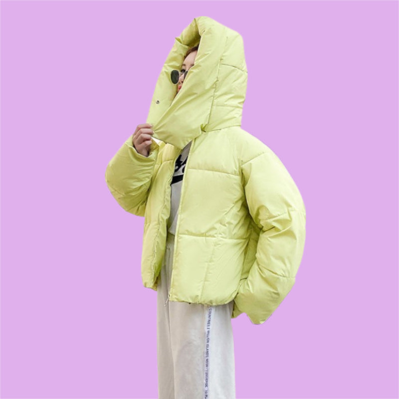 Puffy Cotton Padded Short Hoodie Jacket