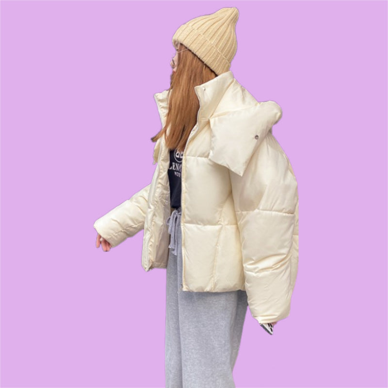 Puffy Cotton Padded Short Hoodie Jacket