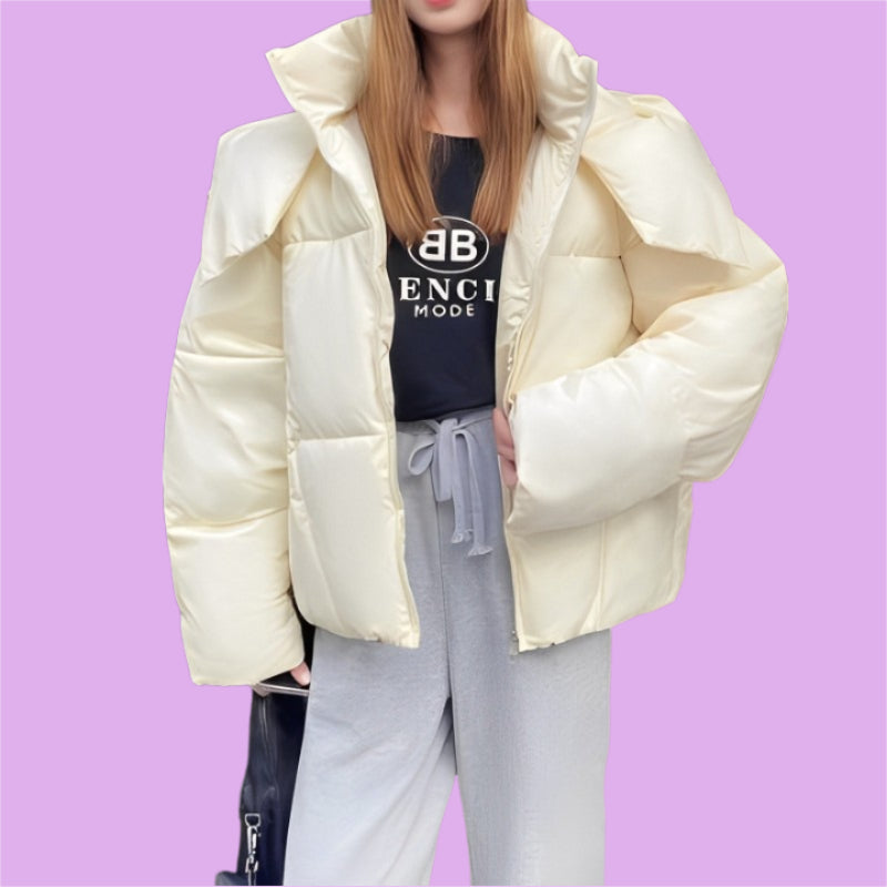 Puffy Cotton Padded Short Hoodie Jacket