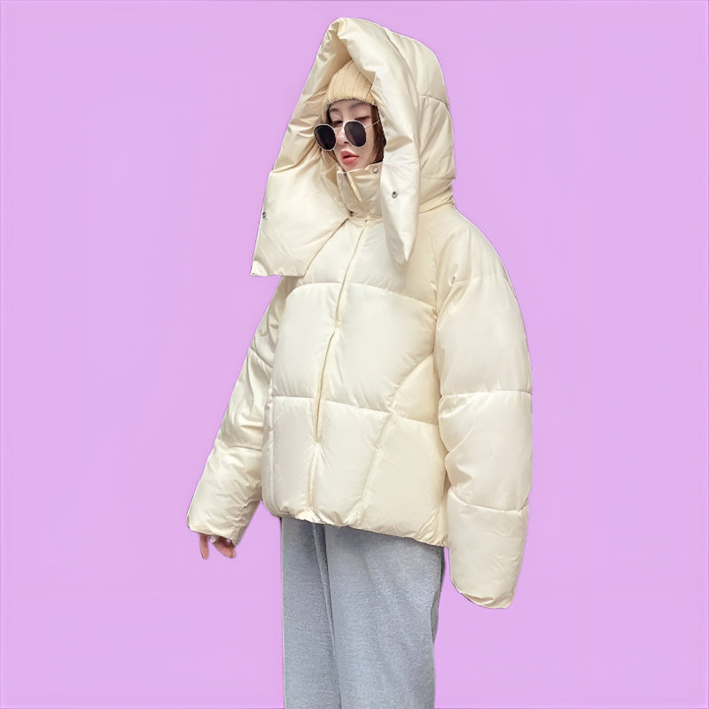 Puffy Cotton Padded Short Hoodie Jacket