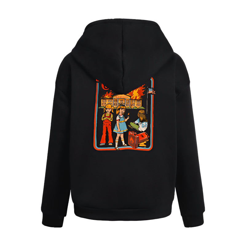 Pullover-Kapuzenpullover mit Cartoon-Aufdruck von Pyromaniacs Club 