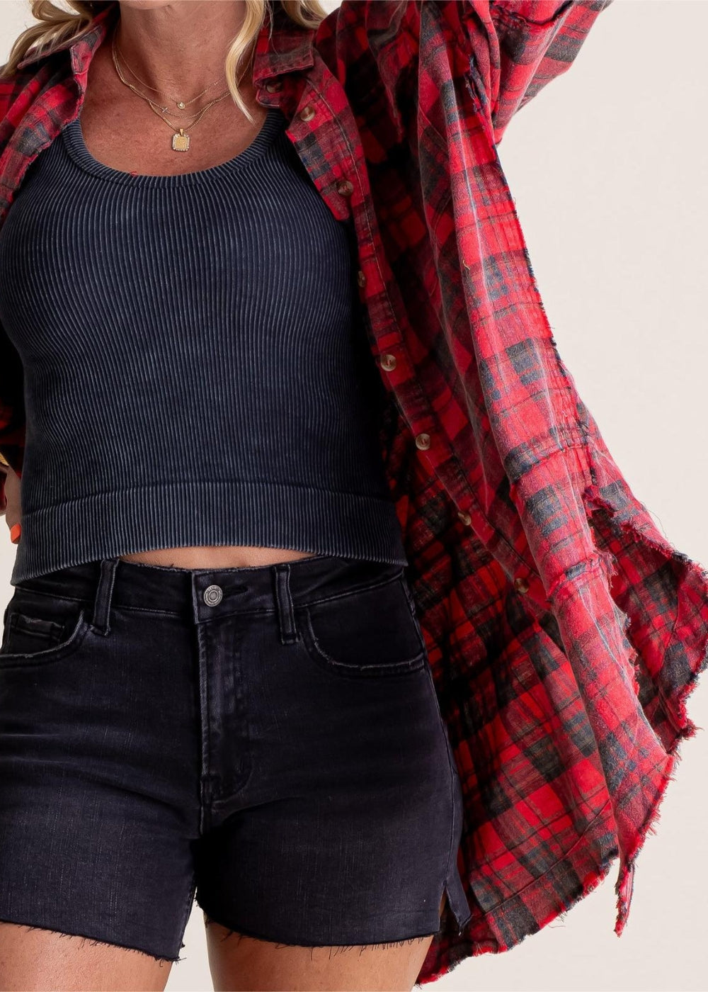 Raw Edge Style Oversized Shirt Jacket With Pockets
