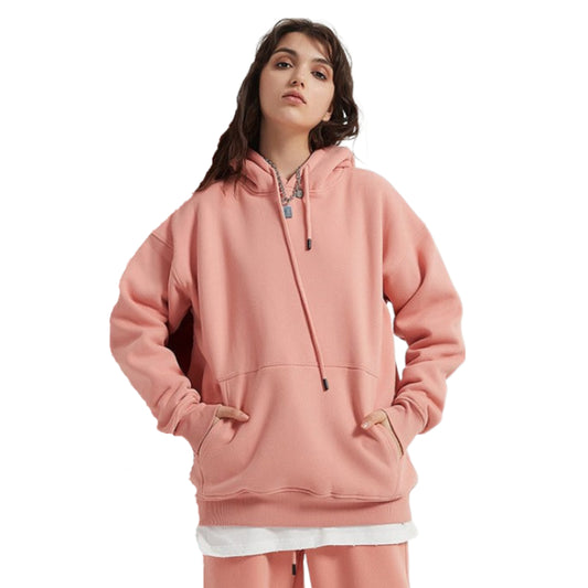 Relaxed Fit Long Fleece Plain Thick Hoodie