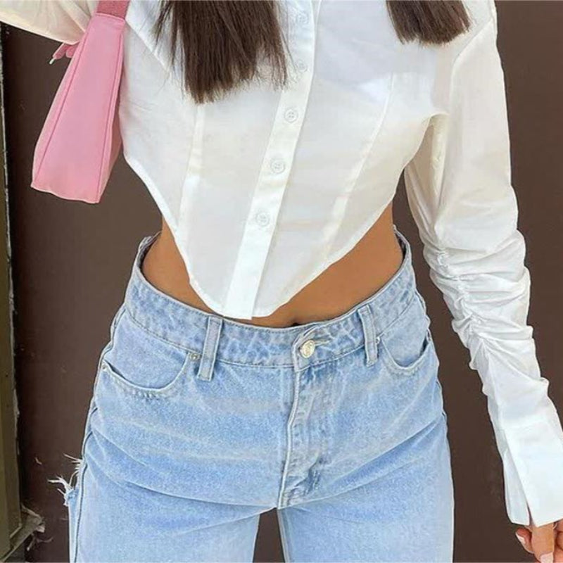 Ripped Hem Slit Stretchy Jeans