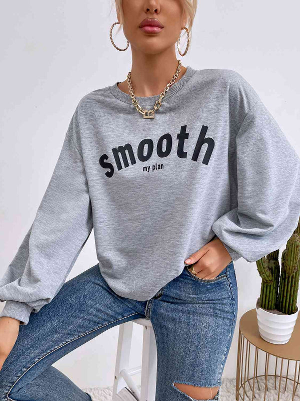 SMOOTH MY PLAN Printed Long Sleeve Sweatshirt