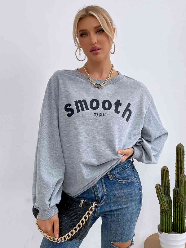 SMOOTH MY PLAN Printed Long Sleeve Sweatshirt