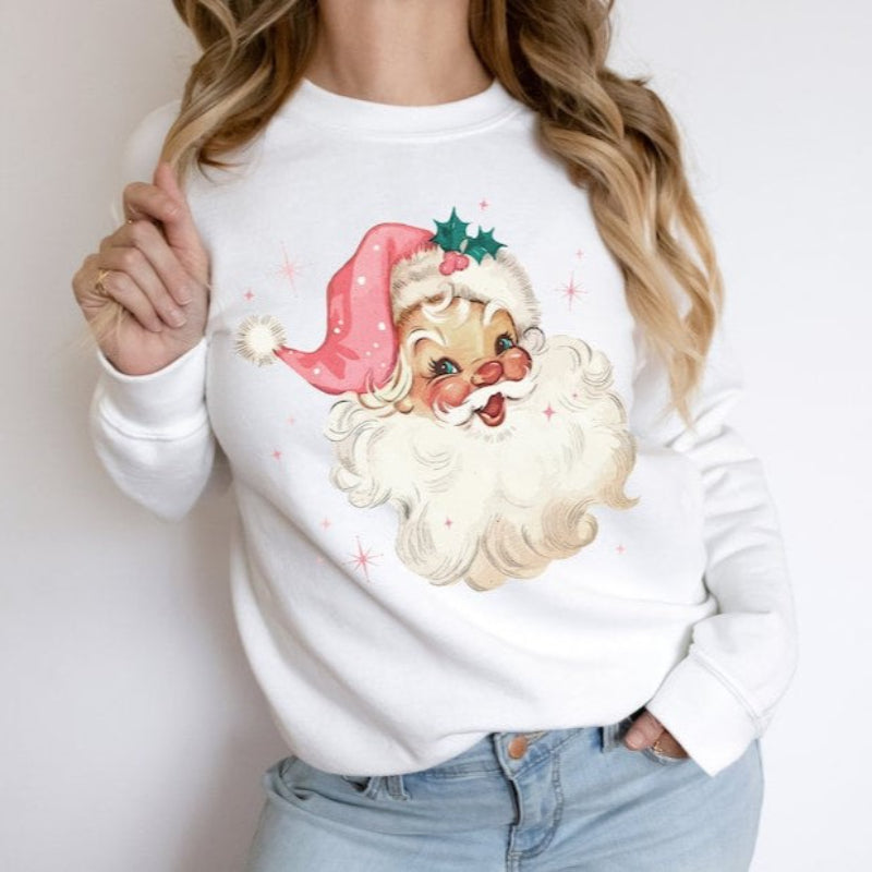 Weicher Langarmpullover mit Weihnachtsmann-Print