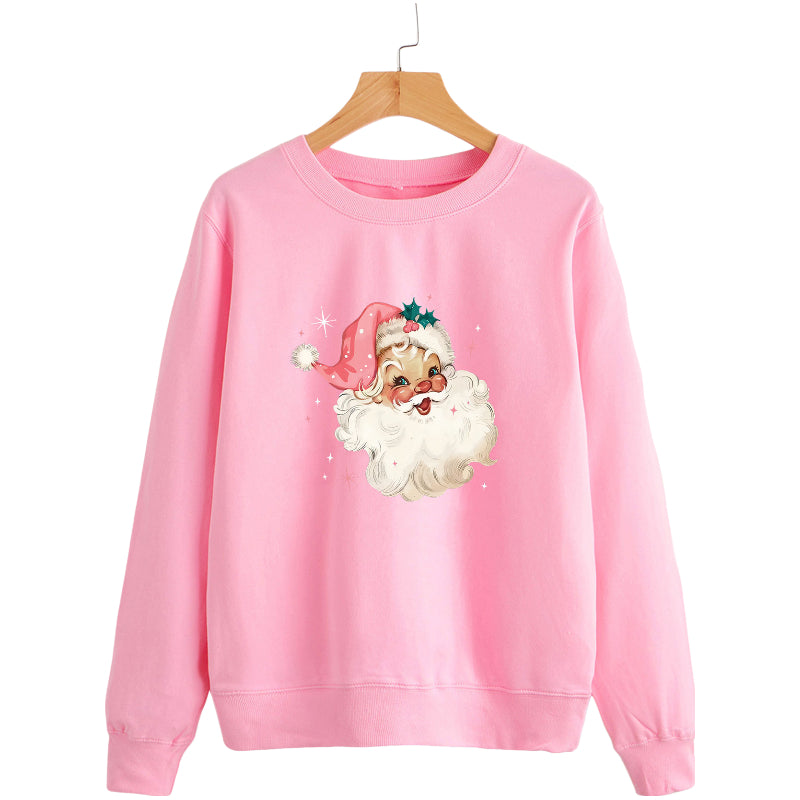 Pull doux à manches longues imprimé Père Noël