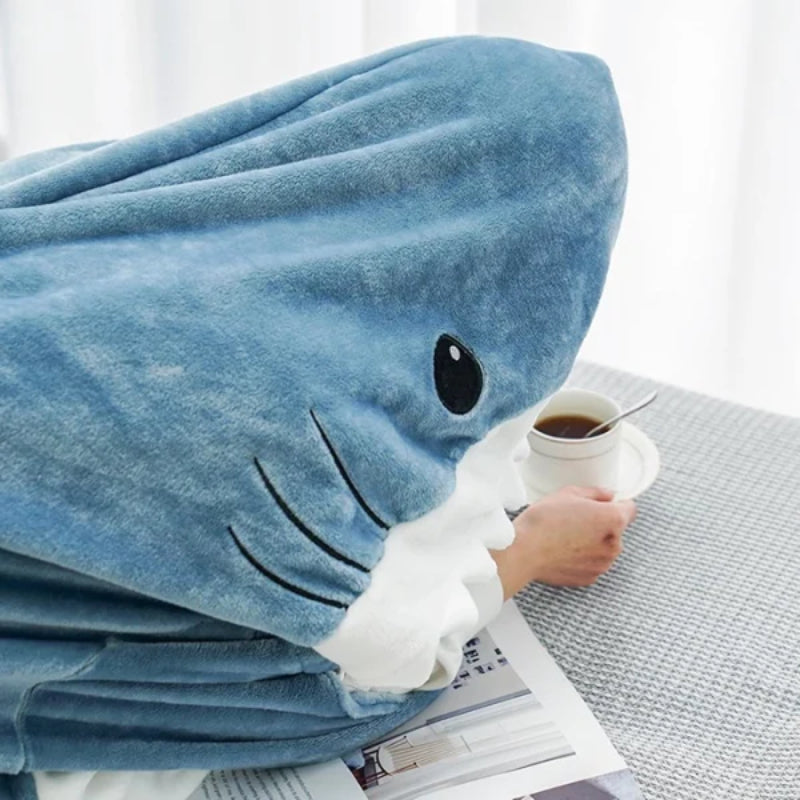 Ultra Soft Home Flannel Shark Hooded Blanket