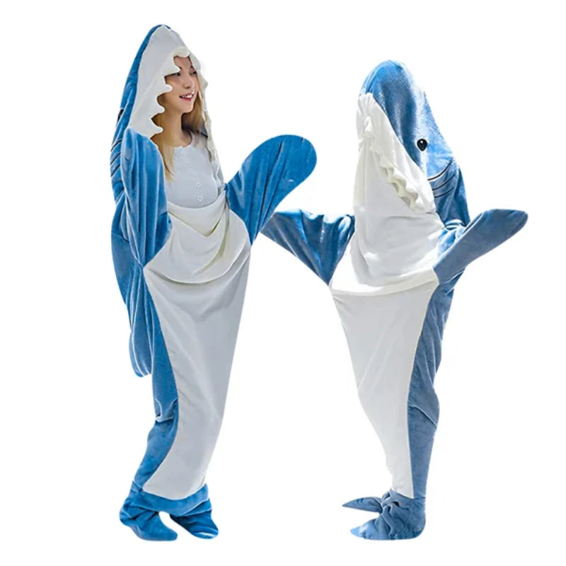 Ultra Soft Home Flannel Shark Hooded Blanket