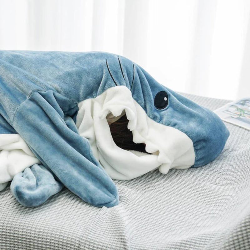 Ultra Soft Home Flannel Shark Hooded Blanket