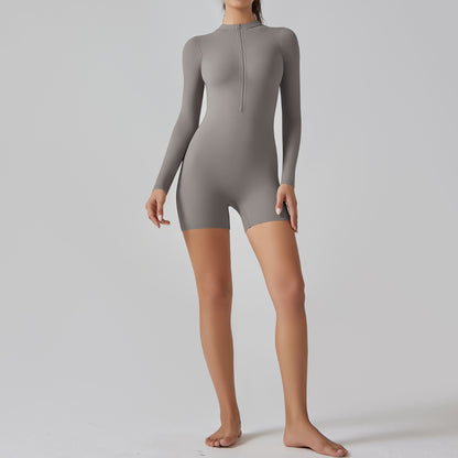 Schlanker Sport-Chic-Strampler mit langen Ärmeln und Reißverschluss