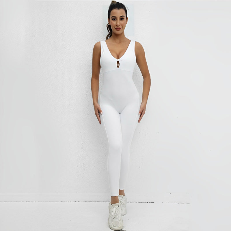 Sleeveless Cutout Ring Strap Yoga Jumpsuit