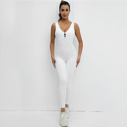 Sleeveless Cutout Ring Strap Yoga Jumpsuit