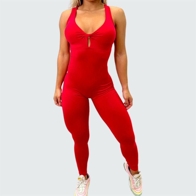 Sleeveless Cutout Ring Strap Yoga Jumpsuit