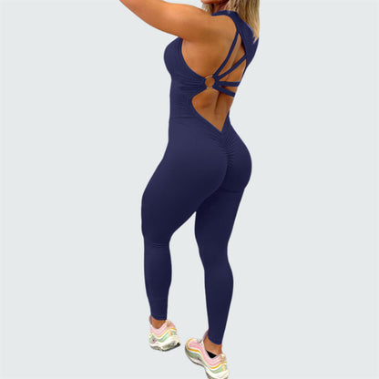 Sleeveless Cutout Ring Strap Yoga Jumpsuit