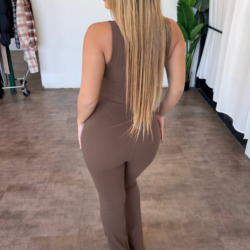 Sleeveless Micro Pull Zipper Jumpsuit