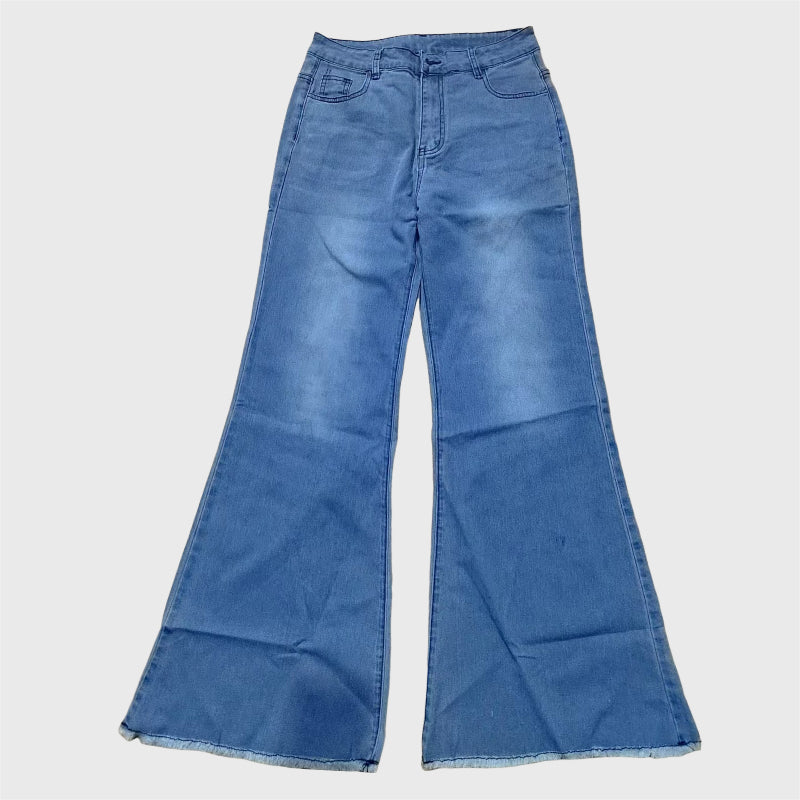 Schmal geschnittene Bell-Bottom-Jeans mit Quasten