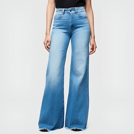 Schmal geschnittene Bell-Bottom-Jeans mit Quasten