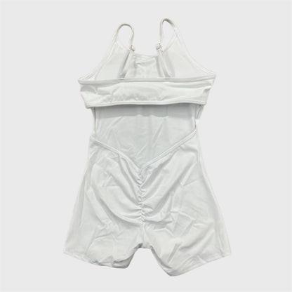 Sportlicher, hochelastischer Fitness-Strampler mit Ausschnitten